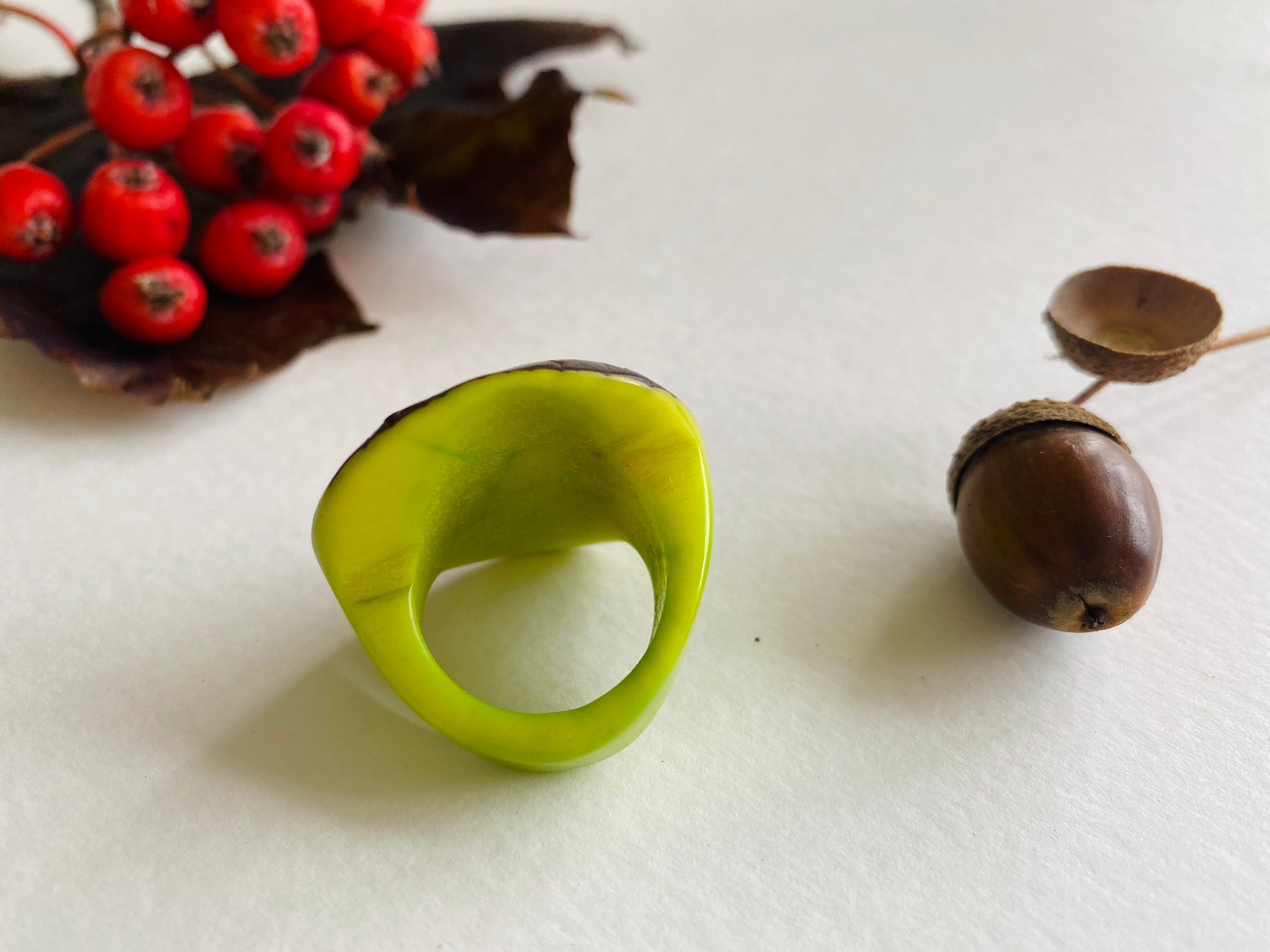 Green Tagua Seed Ring
